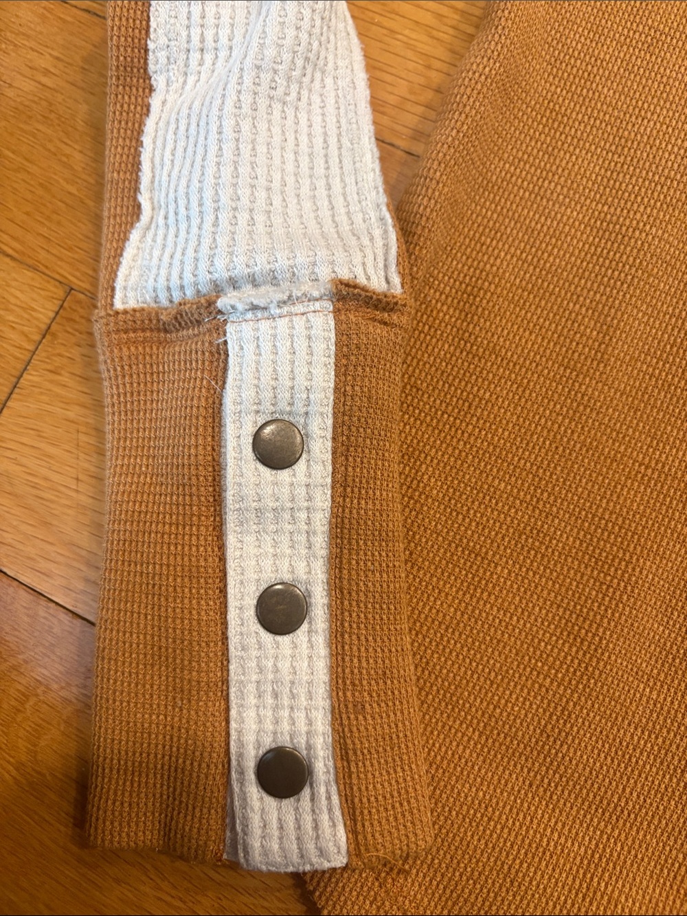 We The Free Long-Sleeve Thermal Top in Brown with White Stripe Detail - Picture 3 of 4